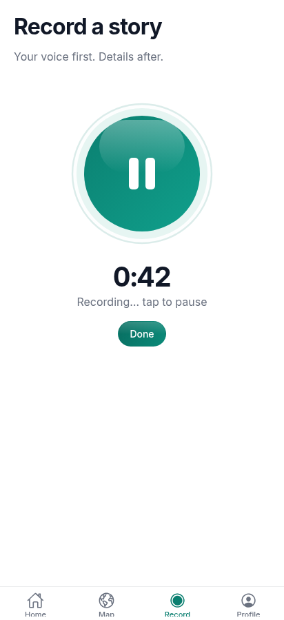 Hazinova app: Recording a story